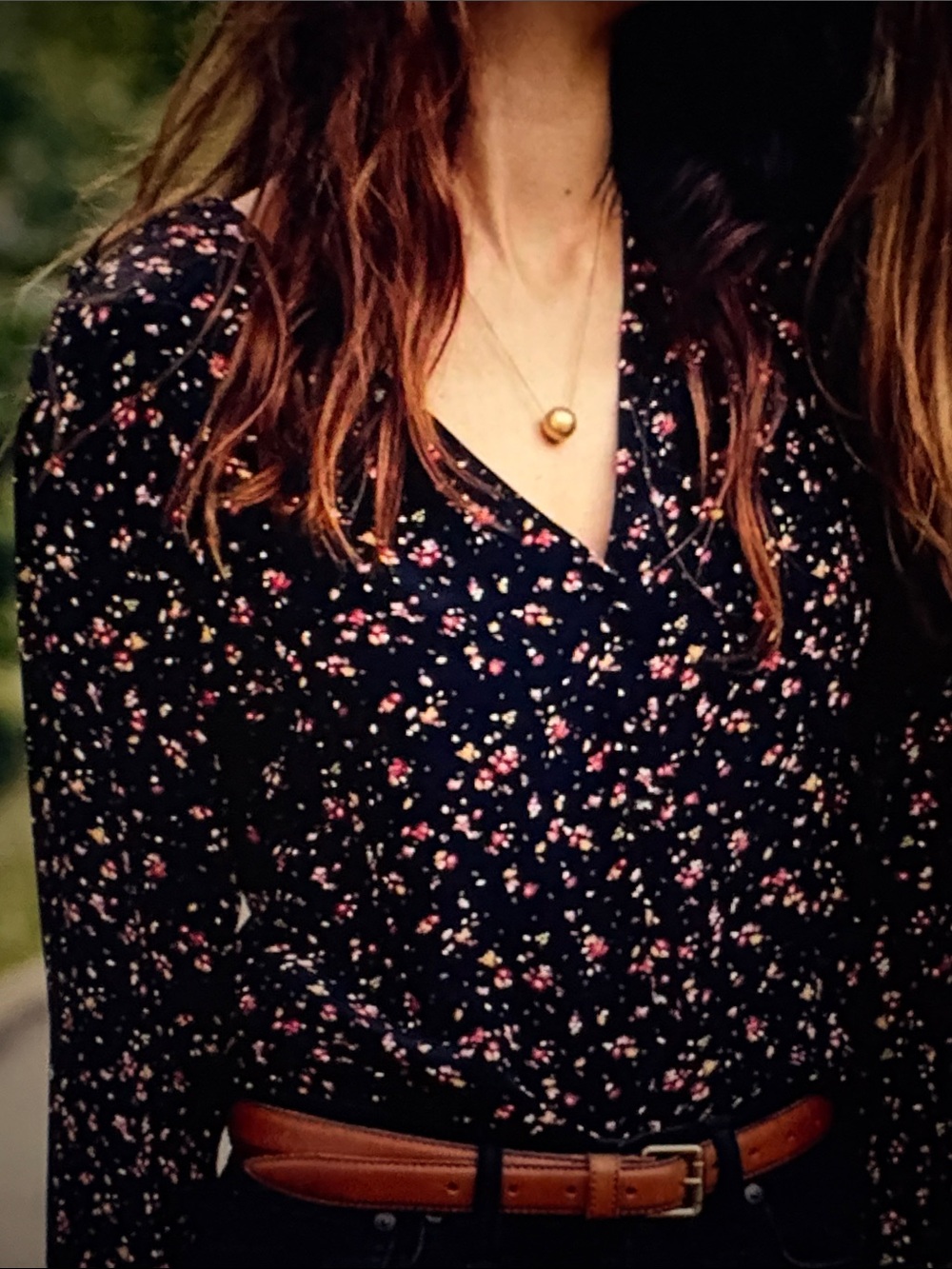 Madewell Sezane Elly Blouse 100% silk Floral print